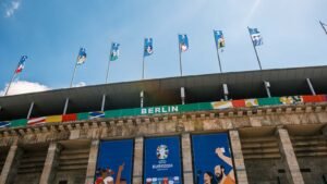 Das Olympiastadion Berlin im Branding der UEFA EURO 2024