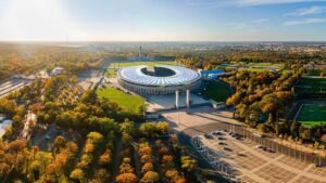 Das Olympiastadion Berlin aus der Luft