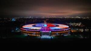 Das Olympiastadion Berlin am Abend