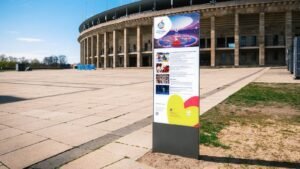 Die Informationstafel über die SOWG Berlin 2023